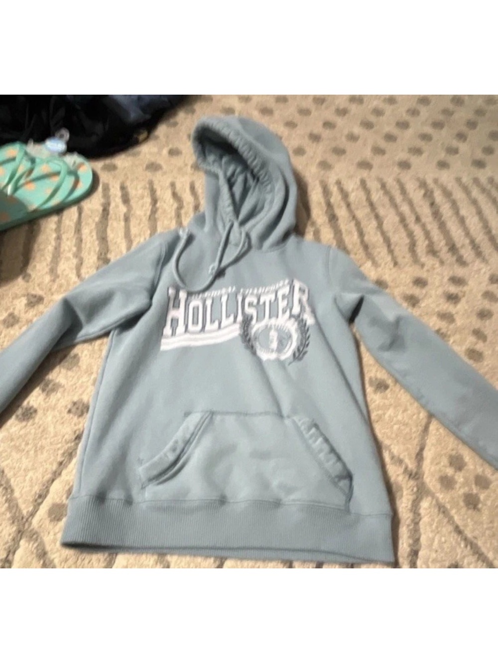 Hollister Dusty Teal Pullover Hoodie with Logo